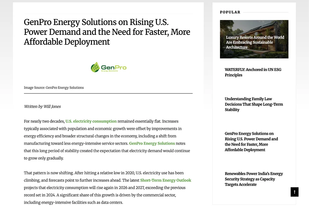 GenPro on Rising U.S. Electricity Demand